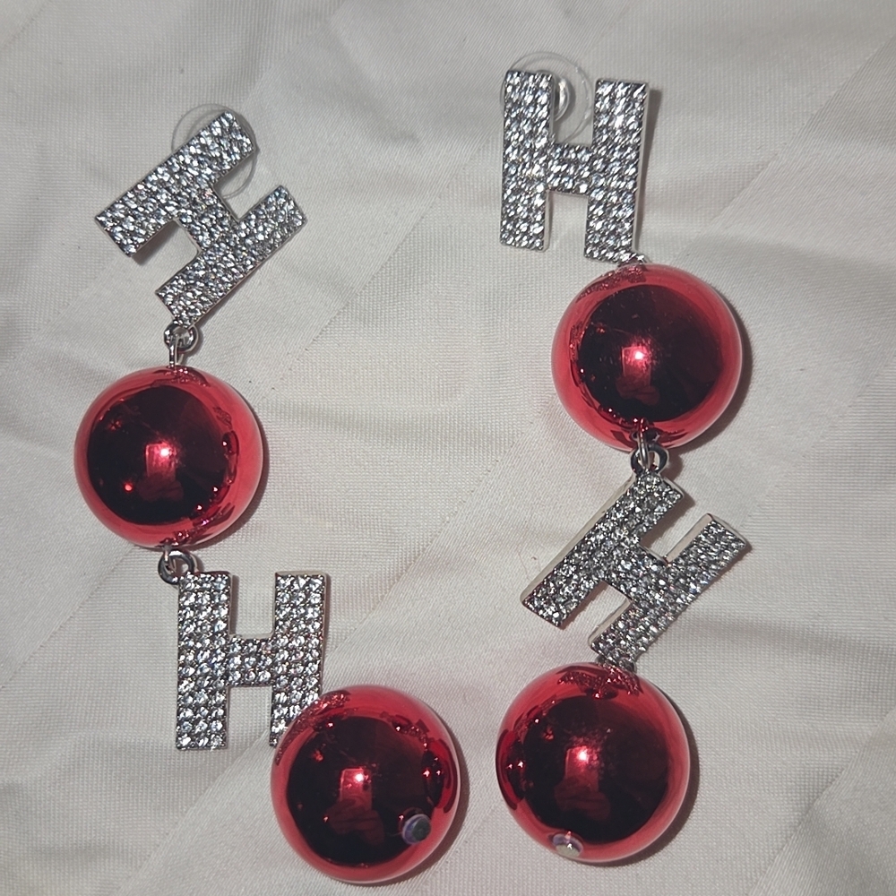 Belk Silver and Red Initial Earrings